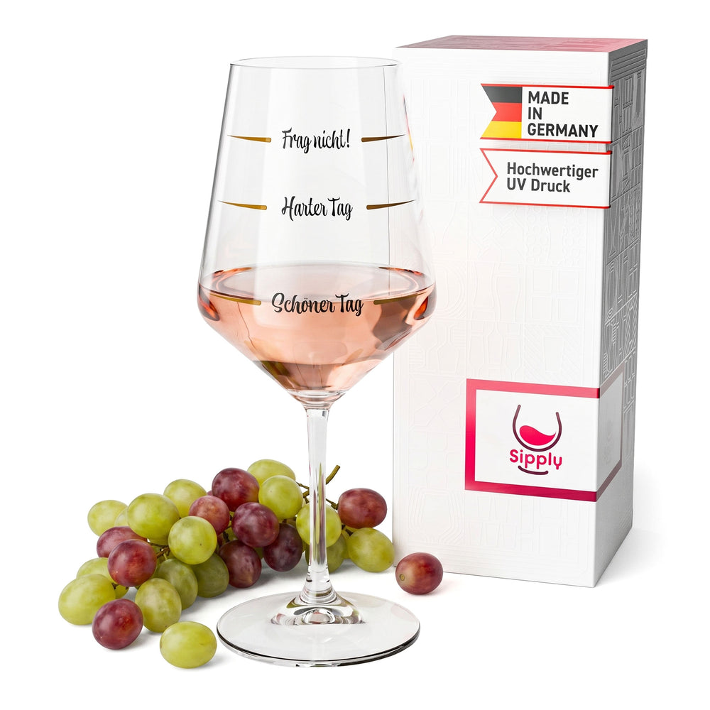 Verre à vin Sipply avec inscription « Ne pose pas de questions » – Mauvaise journée, bonne journée V2 – 0,5 l