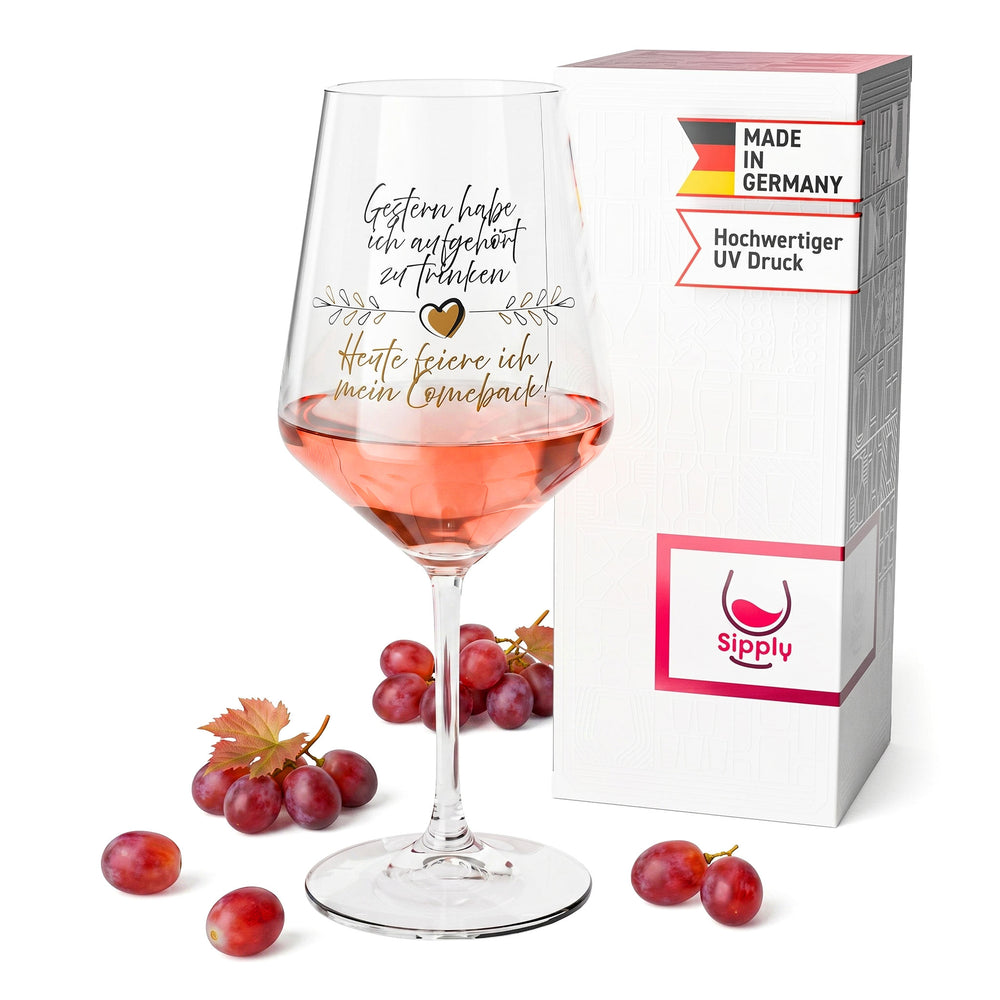 Verre à vin Sipply avec inscription « Mein Comeback ! » (Mon grand retour !), 0,5 l
