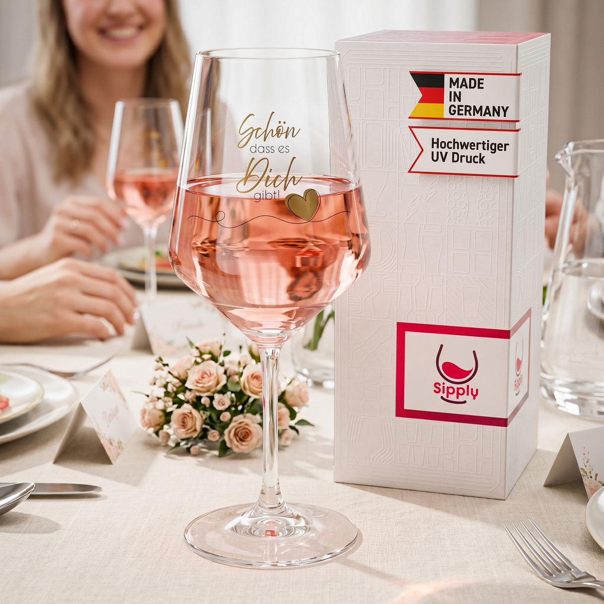 Verre à vin Sipply avec inscription « Je suis content que tu sois là ! » 0,5 l – Vue 3