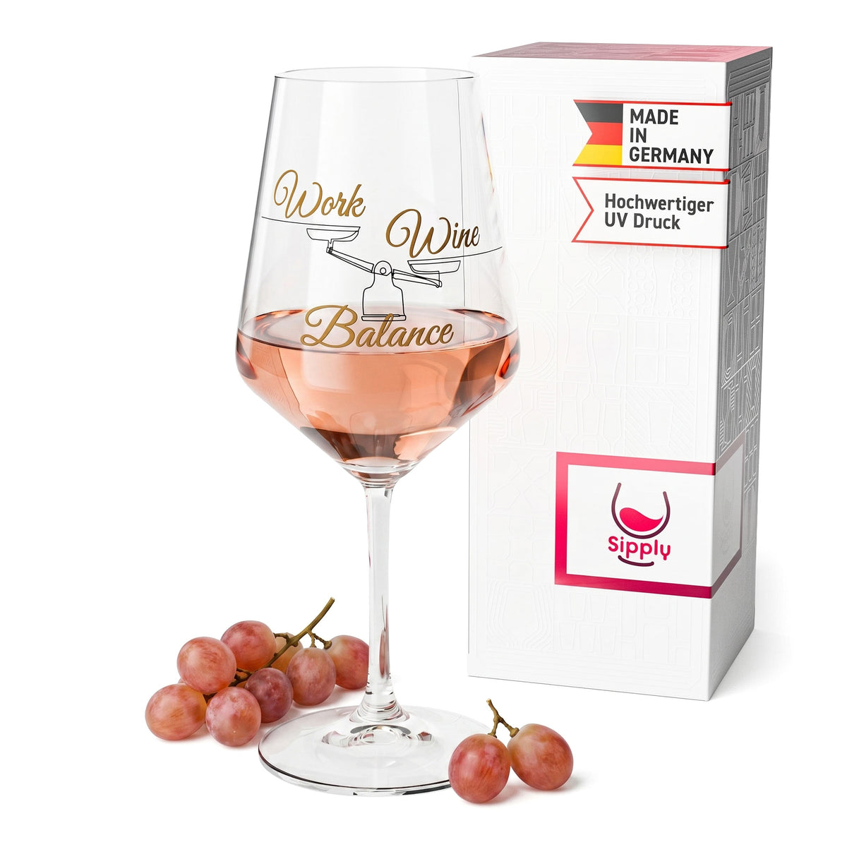 Verre à vin Sipply avec inscription « Work Wine Balance », 0,5 l