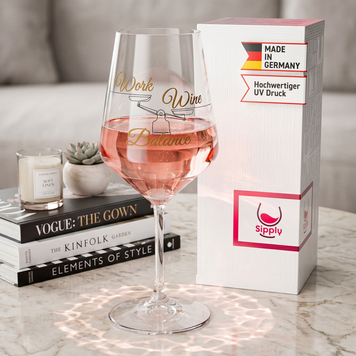 Verre à vin Sipply avec inscription « Work Wine Balance », 0,5 l – Vue 3