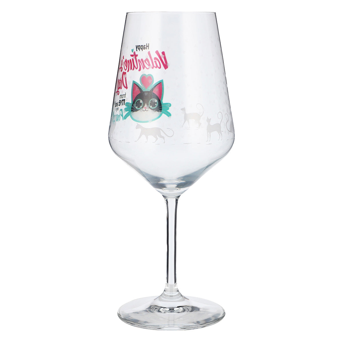 Verre à vin Sipply pour la Saint-Valentin avec chat + inscription « Happy Valentines Day » Cadeau 0,5 l – Vue 8