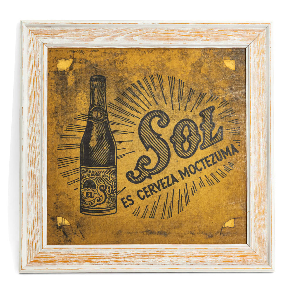 Sol Bier Image Cadre en bois Décoration murale « Bouteille » 50 x 50 cm