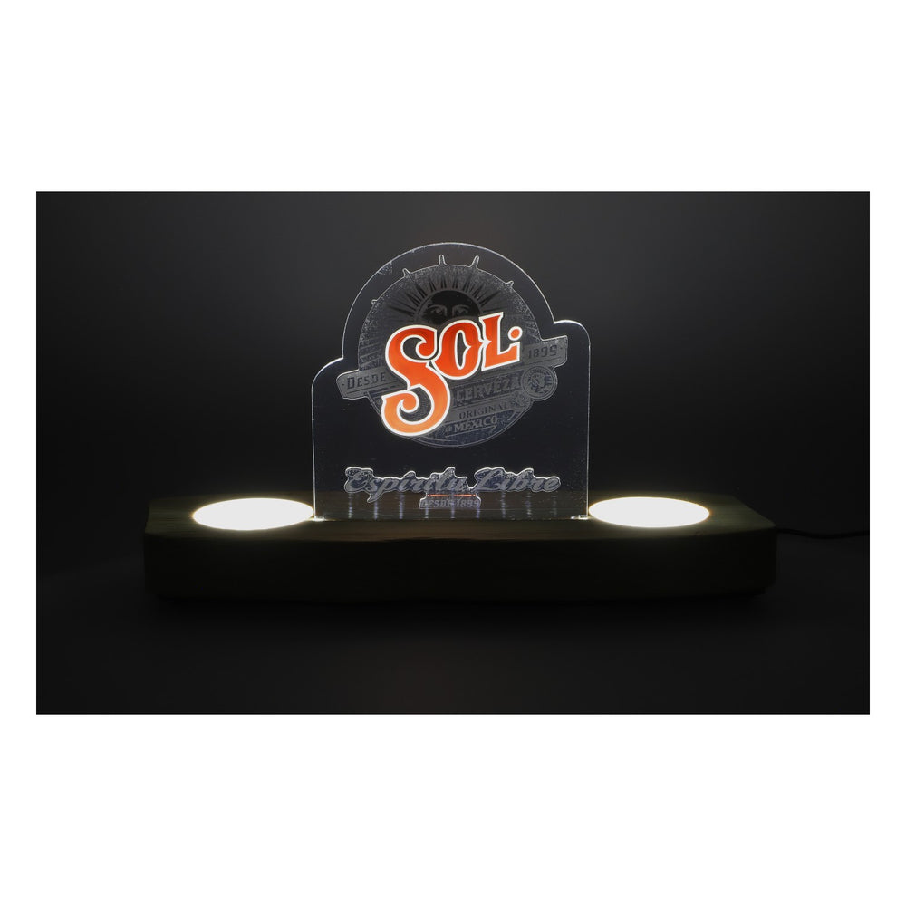 Sol Bier LED Glorifier Enseigne lumineuse Enseigne publicitaire en bois, bloc d'alimentation inclus