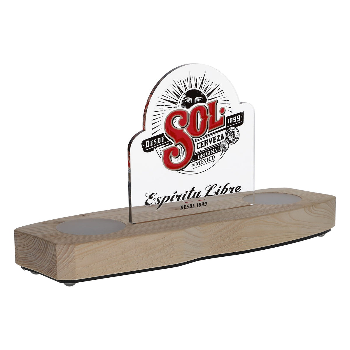 Sol Bier LED Glorifier Enseigne lumineuse Enseigne publicitaire en bois, bloc d'alimentation inclus – Vue 3