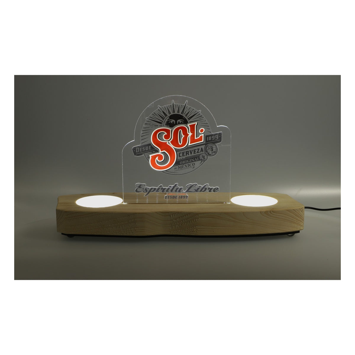 Sol Bier LED Glorifier Enseigne lumineuse Enseigne publicitaire en bois, bloc d'alimentation inclus – Vue 6