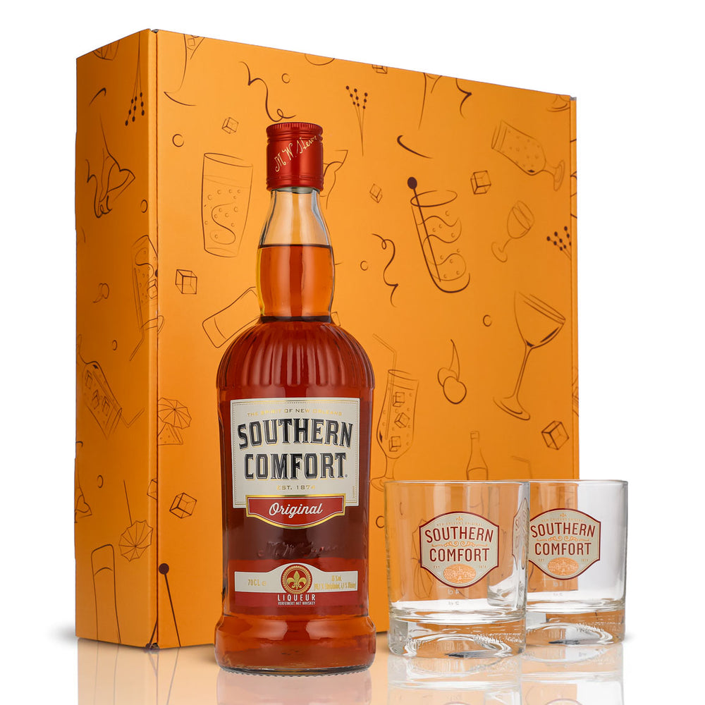 Southern Comfort Geschenkset 0,7l Flasche 35,0 % Vol. + Tumbler Gläser–Orange