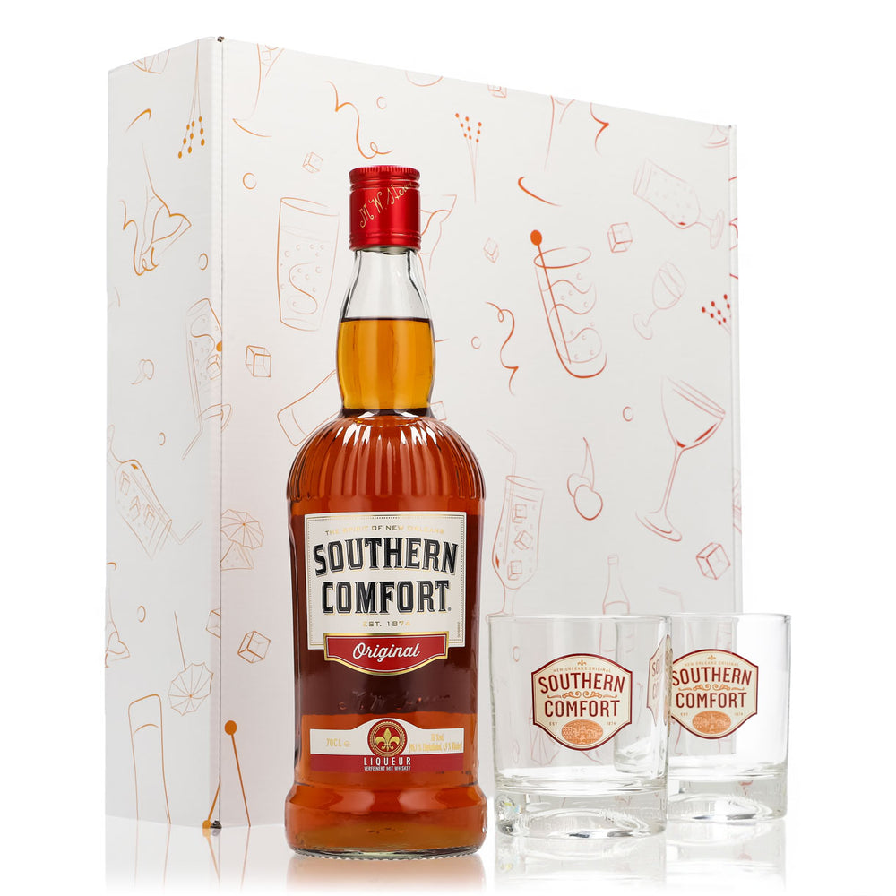 Southern Comfort Geschenkset 0,7l Flasche 35,0 % Vol. + Tumbler Gläser–Weiß