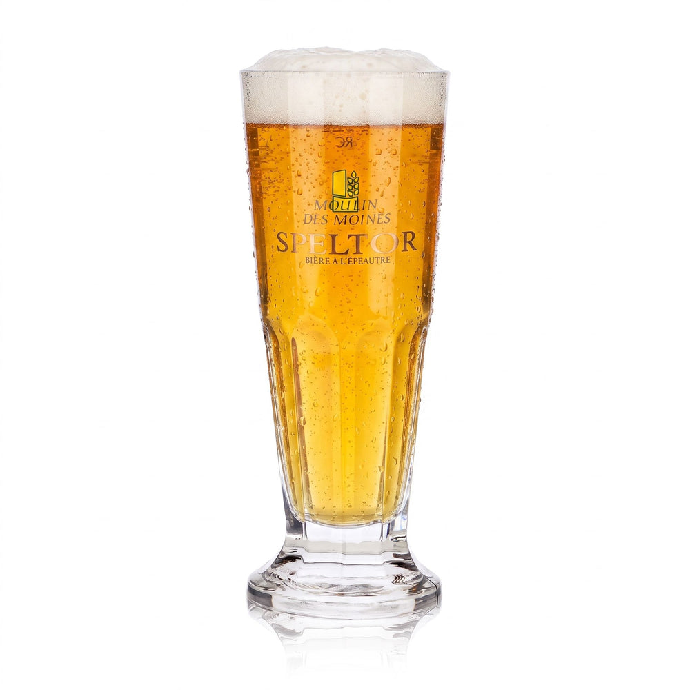 Verre à bière Speltor 0,25 l, modèle « Pokal », Moulin Des Moines, relief Ritzenhoff