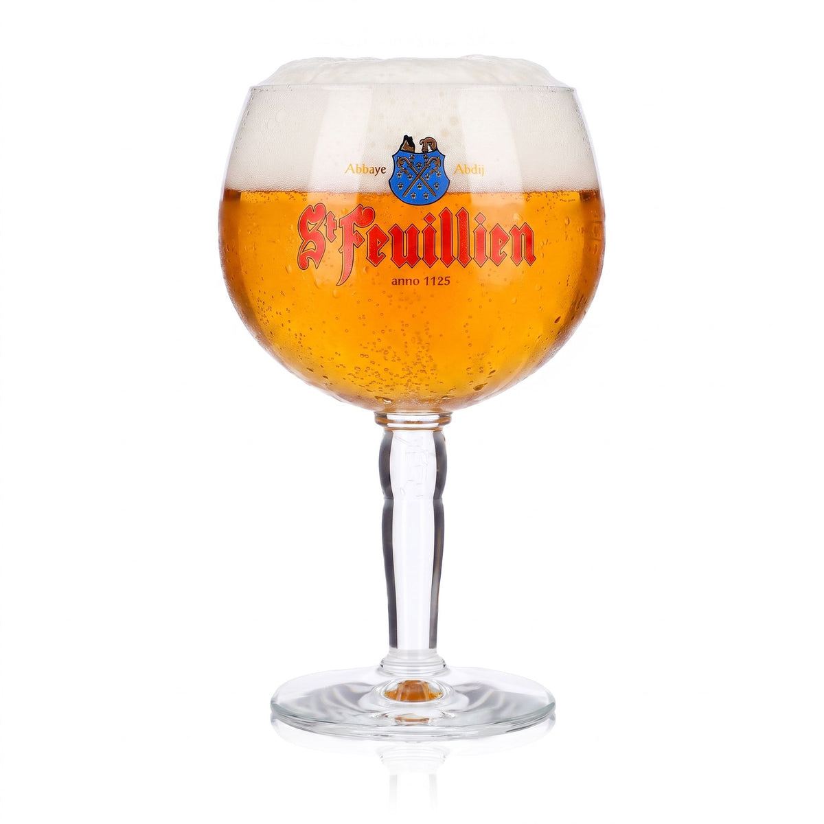 Verre à bière St. Feuillien 0,33 l, forme coupe, style ballon, gravure