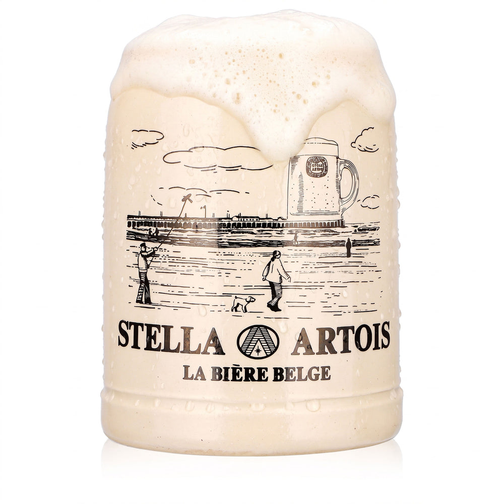 Verre à bière Stella Artois, chope en terre cuite, 0,5 l, motif « La Bière Belge »