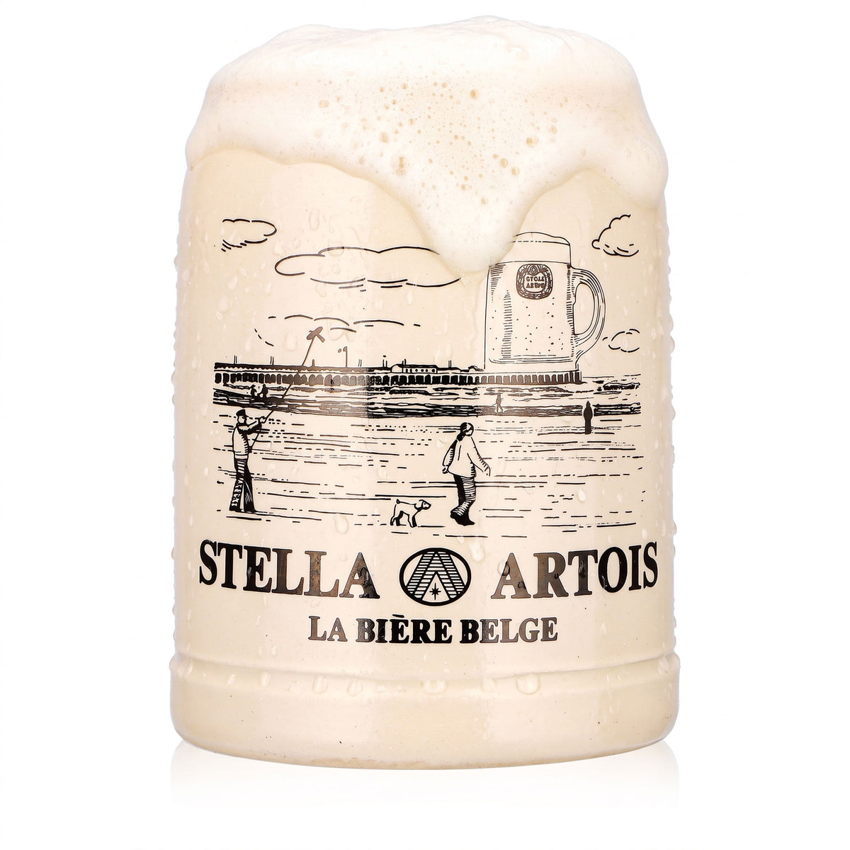 Verre à bière Stella Artois, chope en terre cuite, 0,5 l, motif « La Bière Belge »
