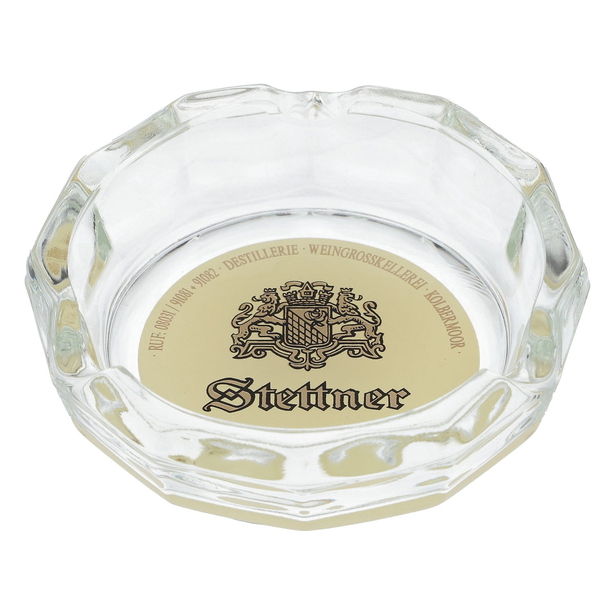 Cendrier en verre Stettner Bier, logo blanc à douze branches, cristal Ruhr – Vue 2