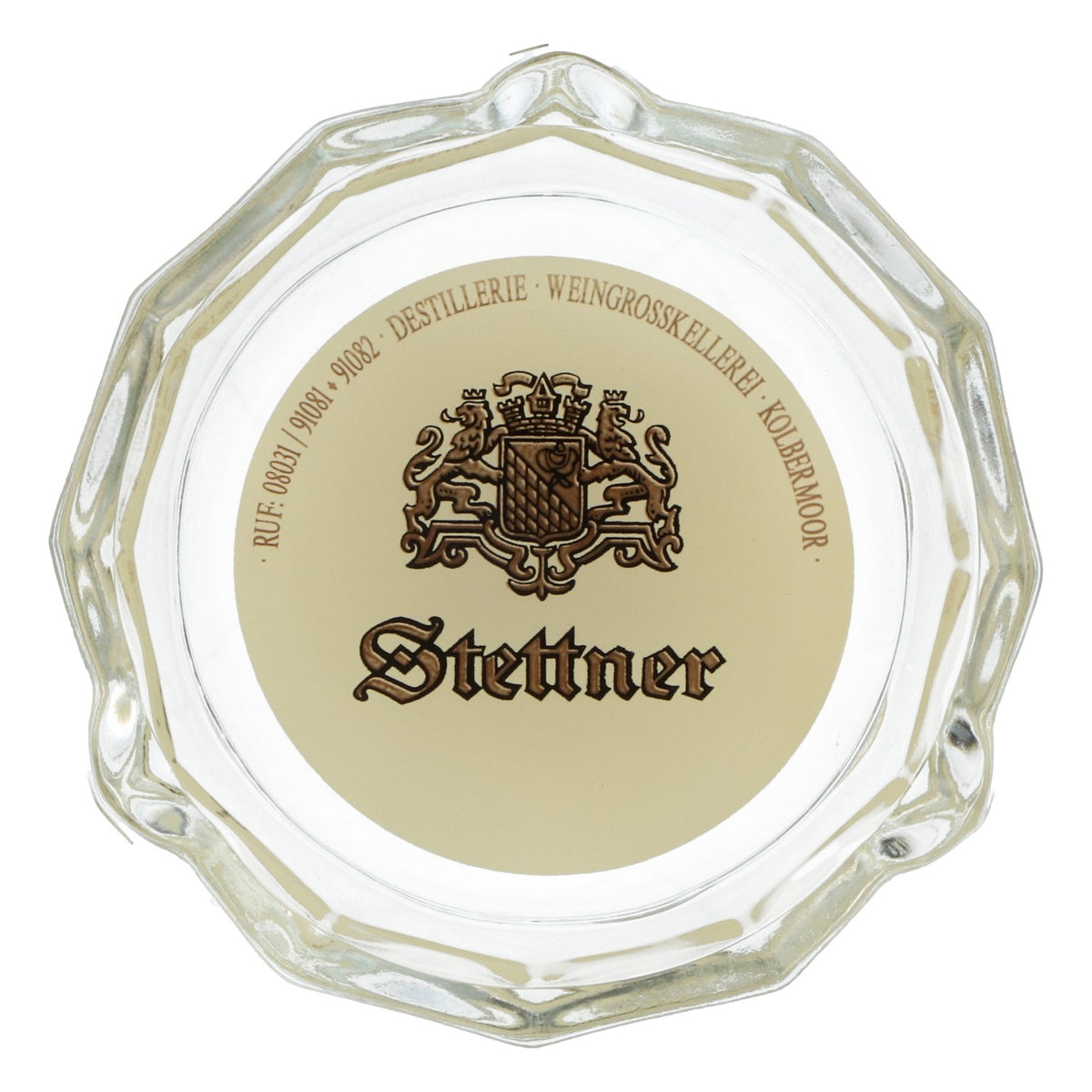 Cendrier en verre Stettner Bier, logo blanc à douze branches, cristal Ruhr – Vue 4