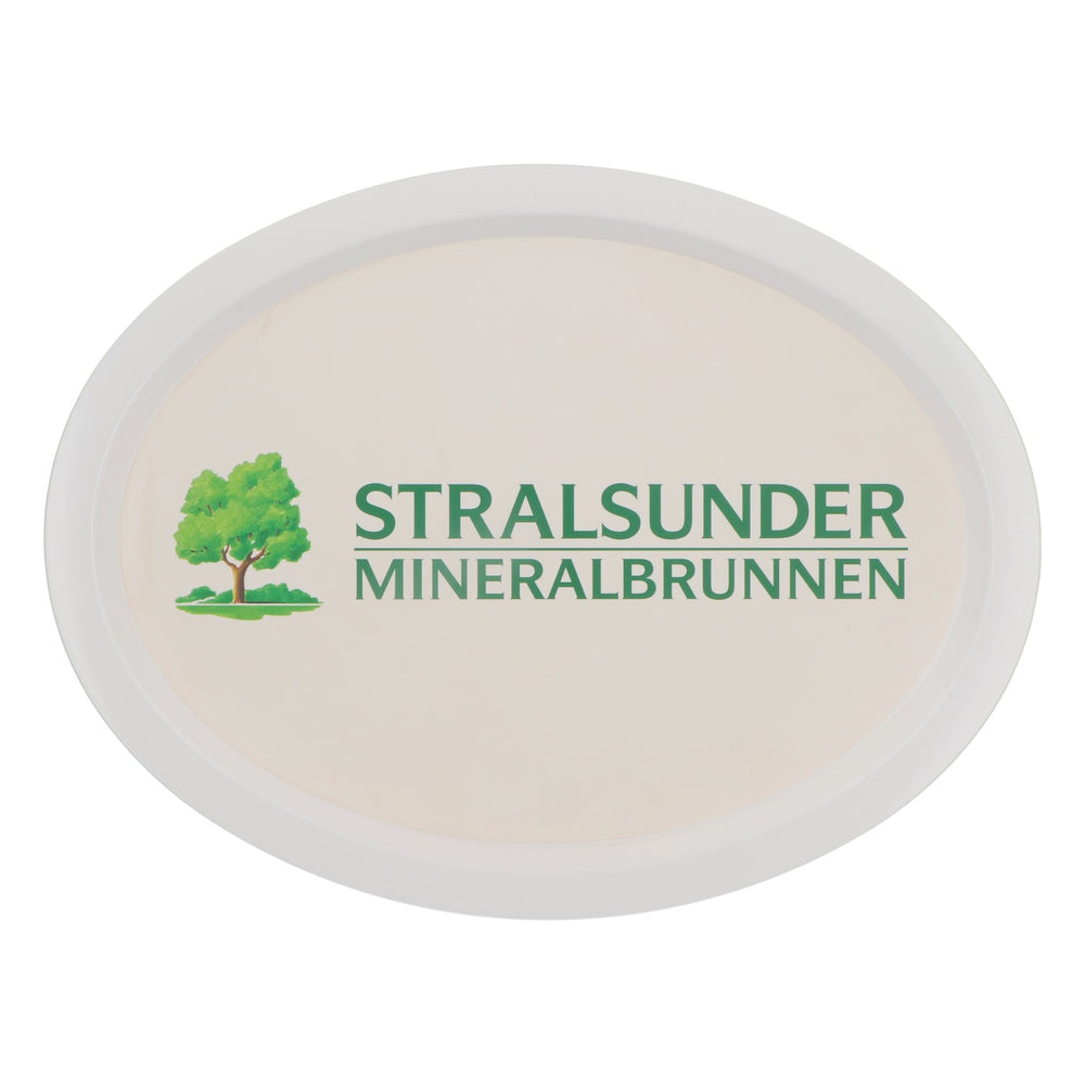 Plateau à bière Stralsunder Plateau de serveur Plateau rond Plateau ovale blanc « Mineralbrunnen »