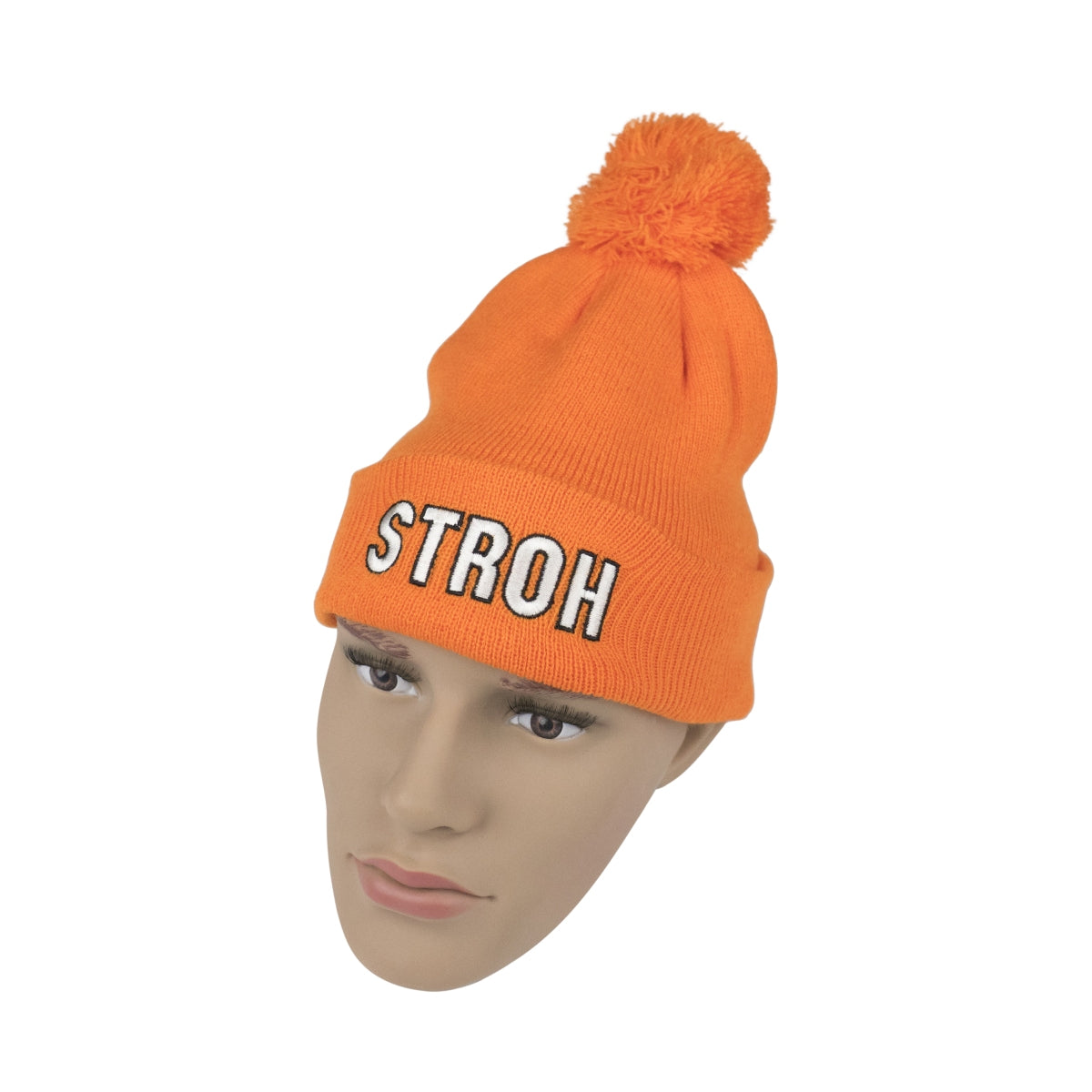 Bonnet en laine tricoté avec pompon, couleur paille, taille unique, unisexe, pour l'hiver – Vue 3