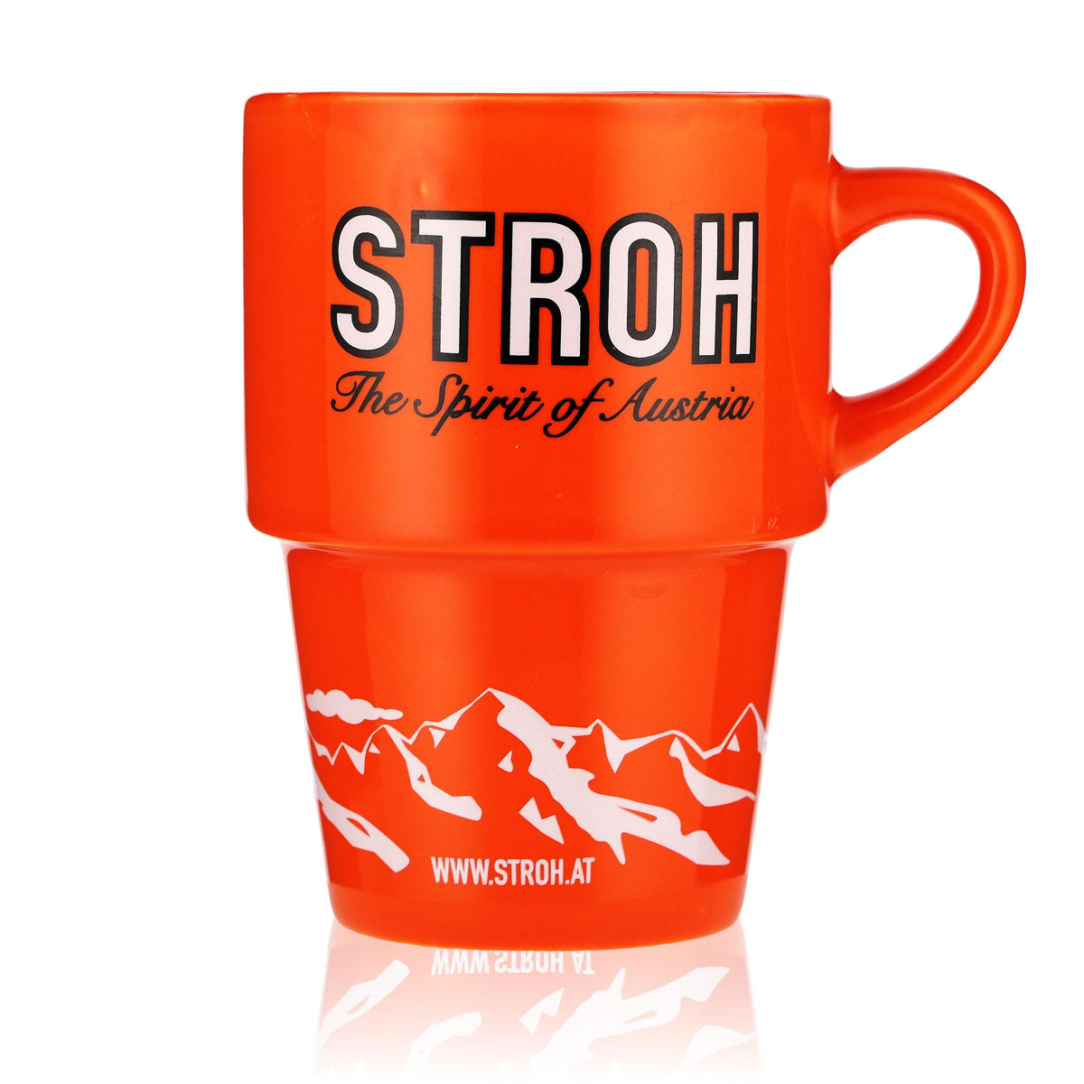 Tasse en céramique « Stroh Rum » Tasse à café orange « Add a little STROH ! »