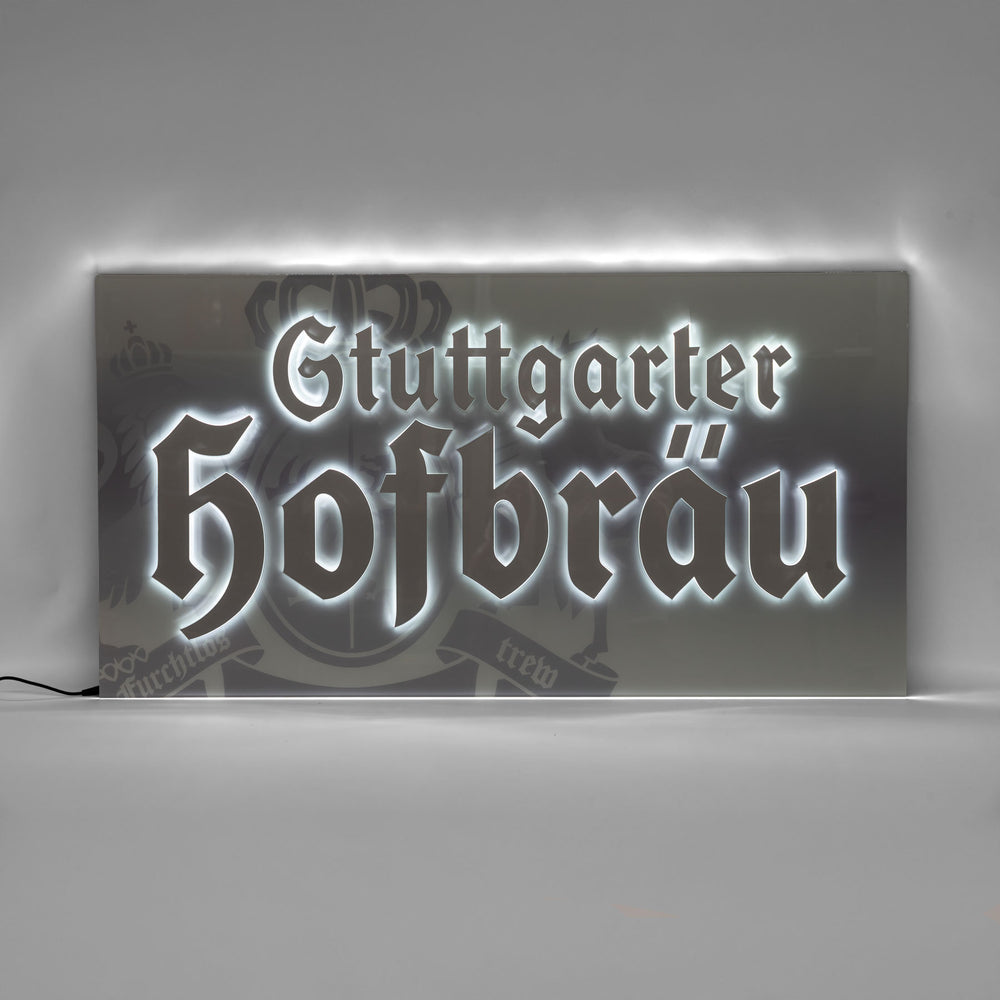 Enseigne lumineuse LED Stuttgarter Hofbräu Bier, avec bloc d'alimentation, 90 x 47 cm