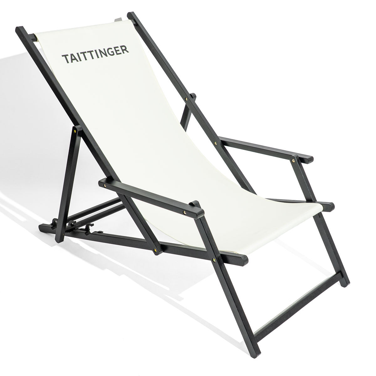 Chaise longue de plage Taittinger Champagne Chaise longue en bois de hêtre blanc