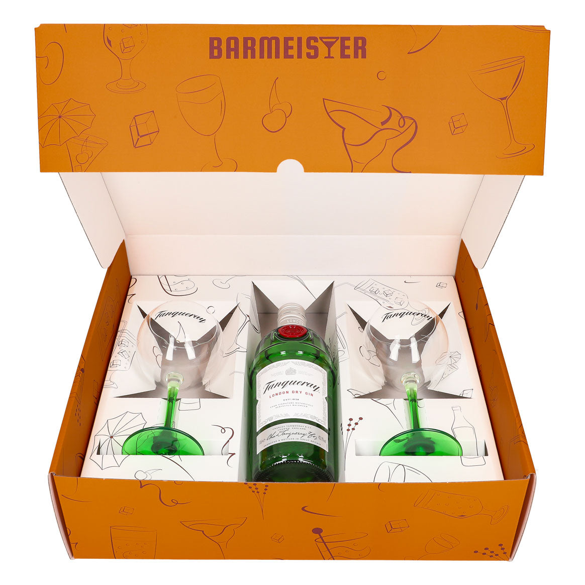 Tanqueray Gin Geschenkset 0,7l Flasche 43,1 % Vol. + Ballongläser 0,35l–Orange – Ansicht 2