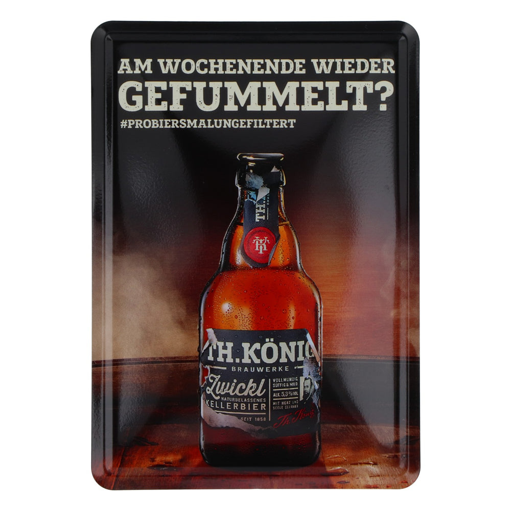TH. König Bier Petite plaque métallique magnétique Vous avez encore tripoté pendant le week-end ?