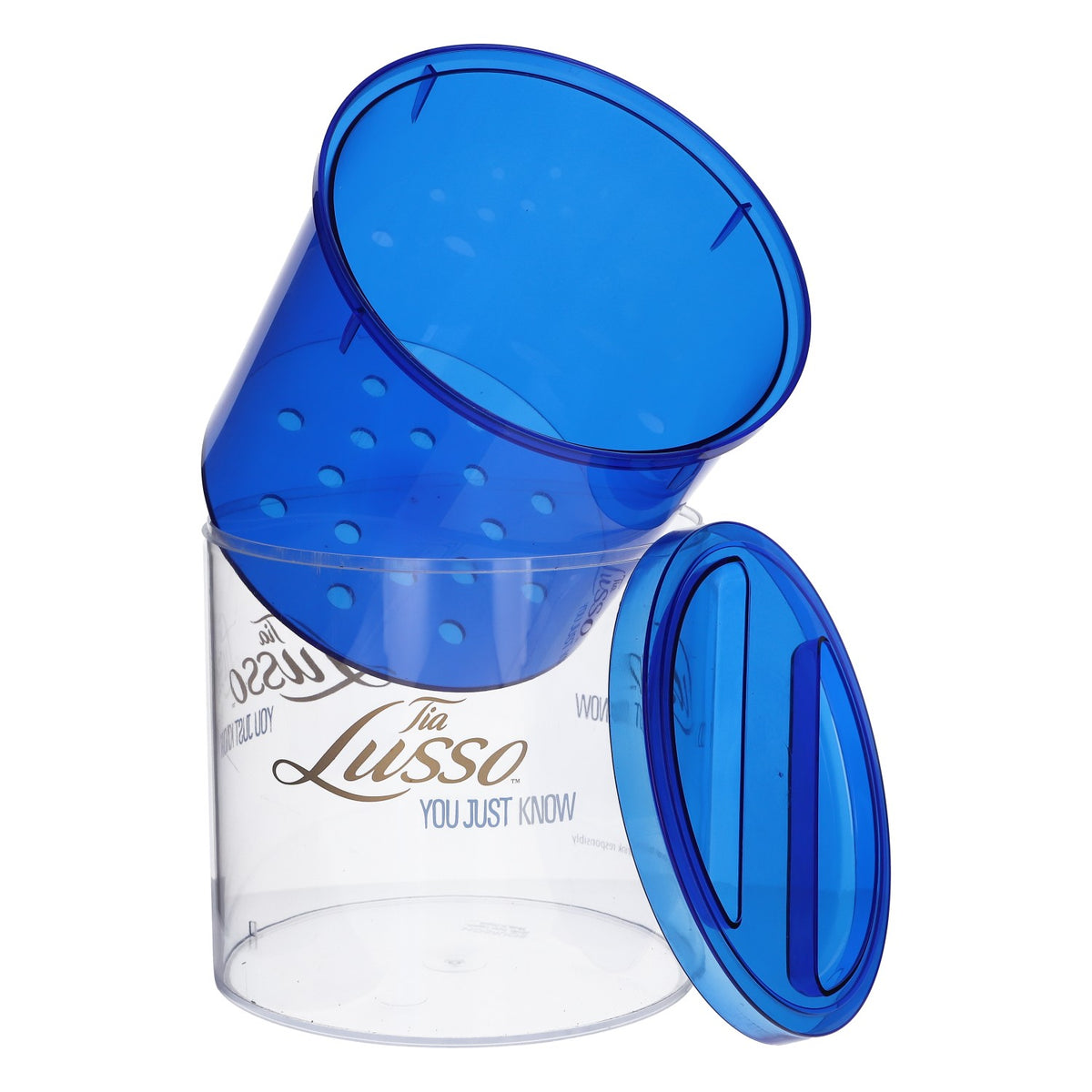 Tia Lusso Liqueur Refroidisseur de bouteille « you just know » neuf en plastique bleu, seau à glace – Vue 3