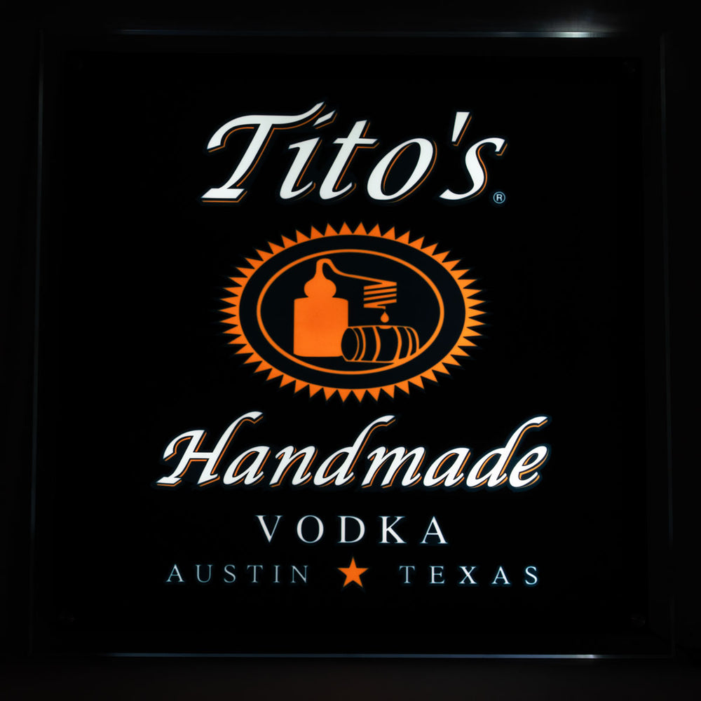 Enseigne lumineuse Titos Vodka Luminated LED Wallsign 51x51cm Décoration de bar Produits dérivés