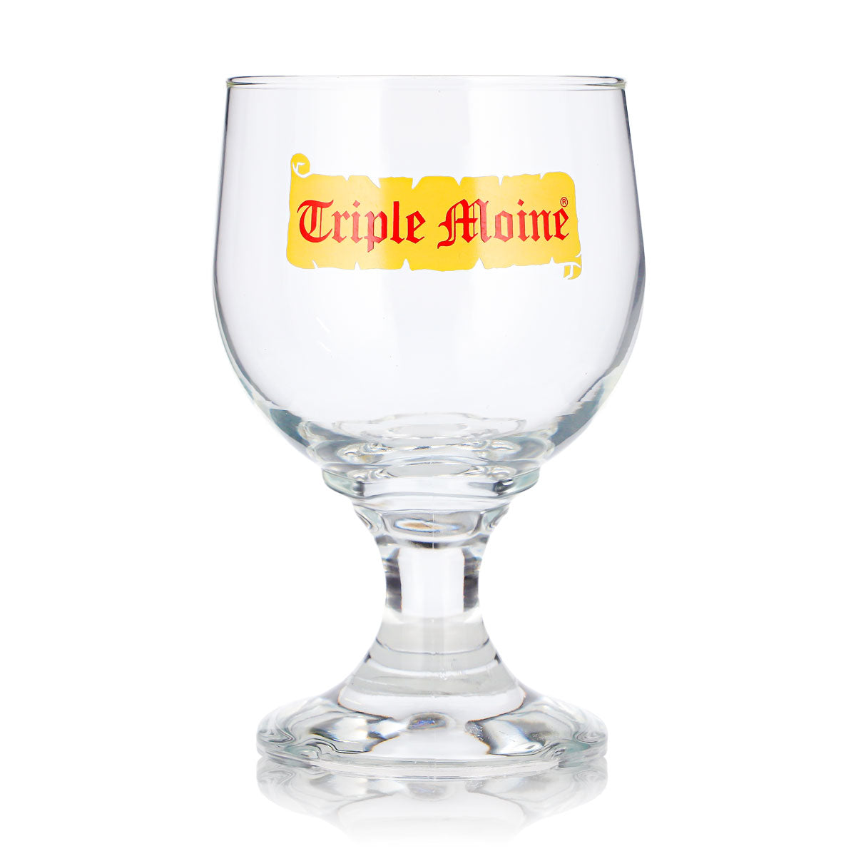 Verre à bière Triple Moine 0,25 l, forme calice, logo jaune, coupe Durabor