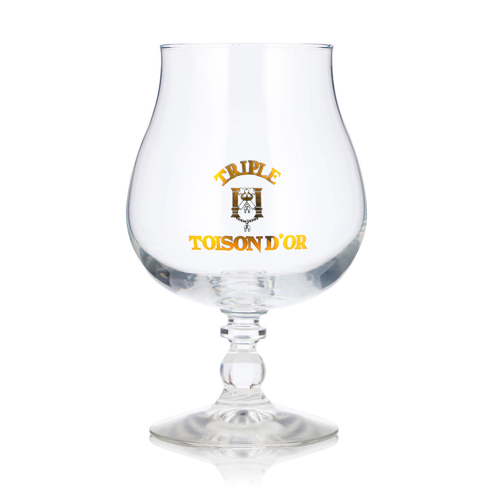 Verre à bière Triple Moine 0,48 l, forme calice, logo bronze, coupe