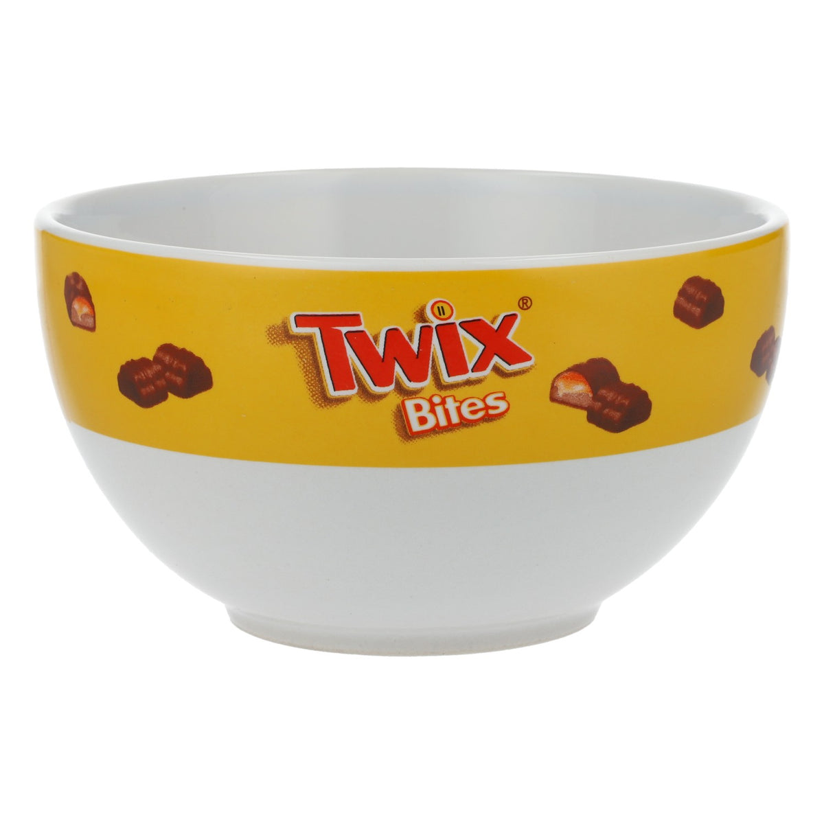 Twix Bonbons Bol à céréales Bol à snacks blanc/jaune Avez-vous déjà partagé aujourd'hui ?