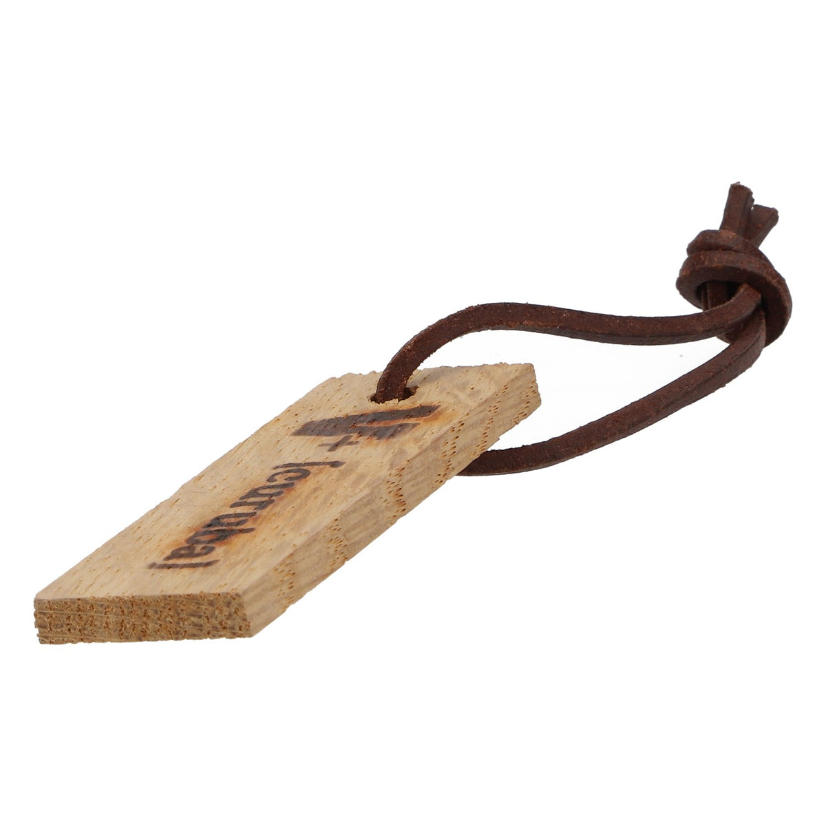 Porte-clés Veltins V+ en cuir et bois « V+ curuba » flottant – Vue 3