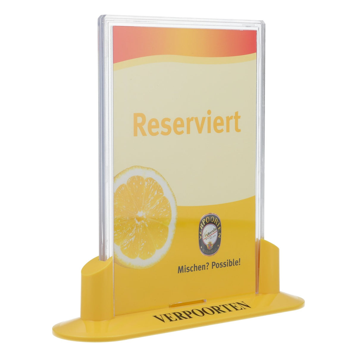 Présentoir de table pour liqueur Verpoorten Porte-cartes Mission Possible