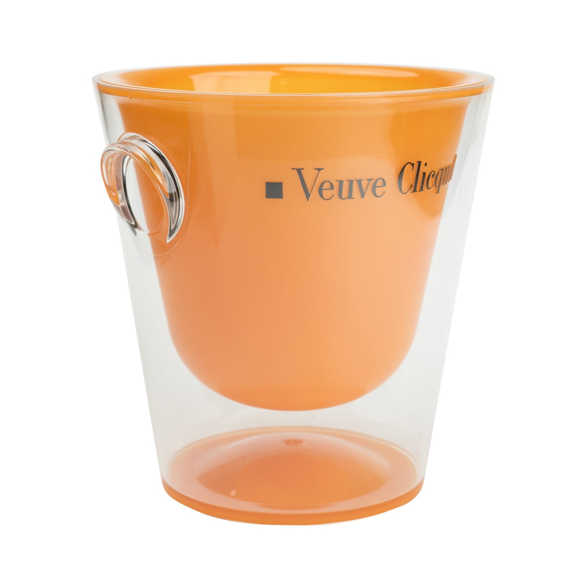 Veuve Clicquot Champagne Refroidisseur de bouteille Bac à glaçons Simple rond orange avec extérieur transparent – Vue 3