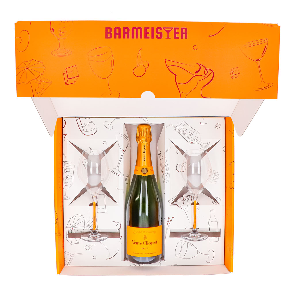Coffret cadeau champagne Veuve Clicquot 0,75 l 12,5 % + flûte 0,1 l pied jaune I Orange – Vue 3