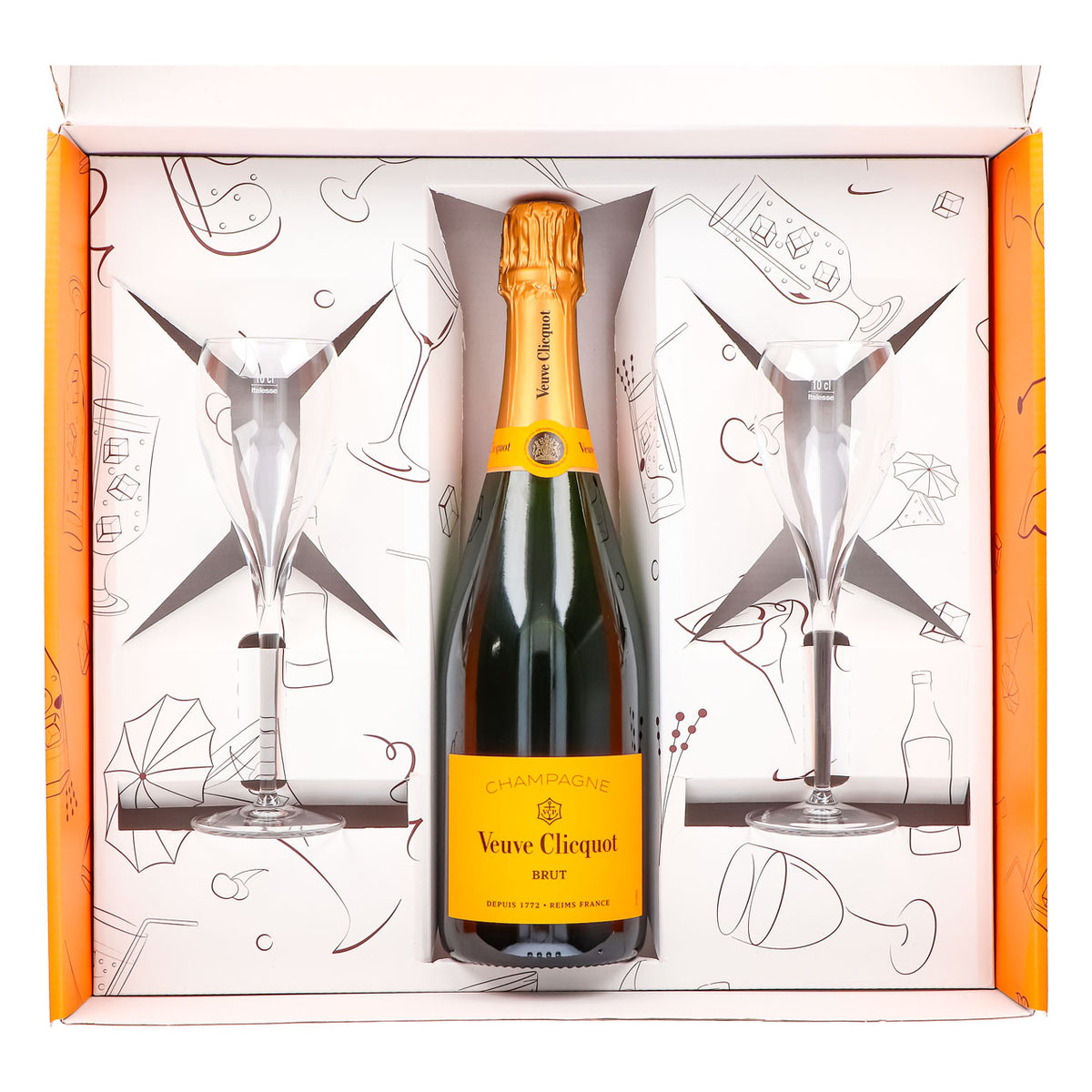 Coffret cadeau champagne Veuve Clicquot 0,75 l 12,5 % + flûte 0,1 l transparente I Orange – Vue 4