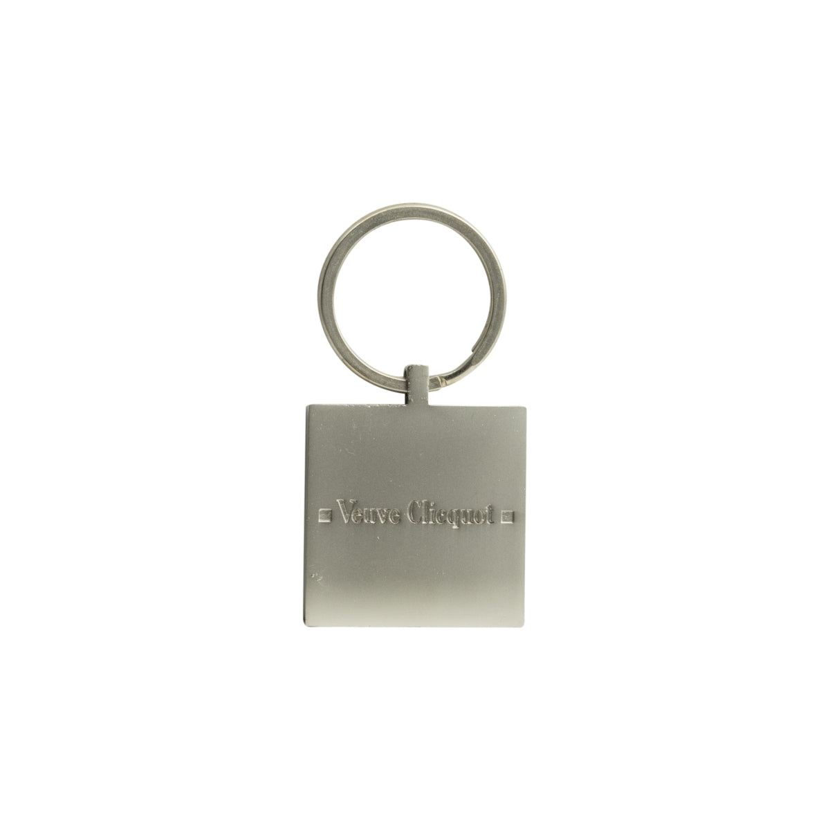 Porte-clés Veuve Clicquot Champagne en métal argenté carré orange – Vue 2