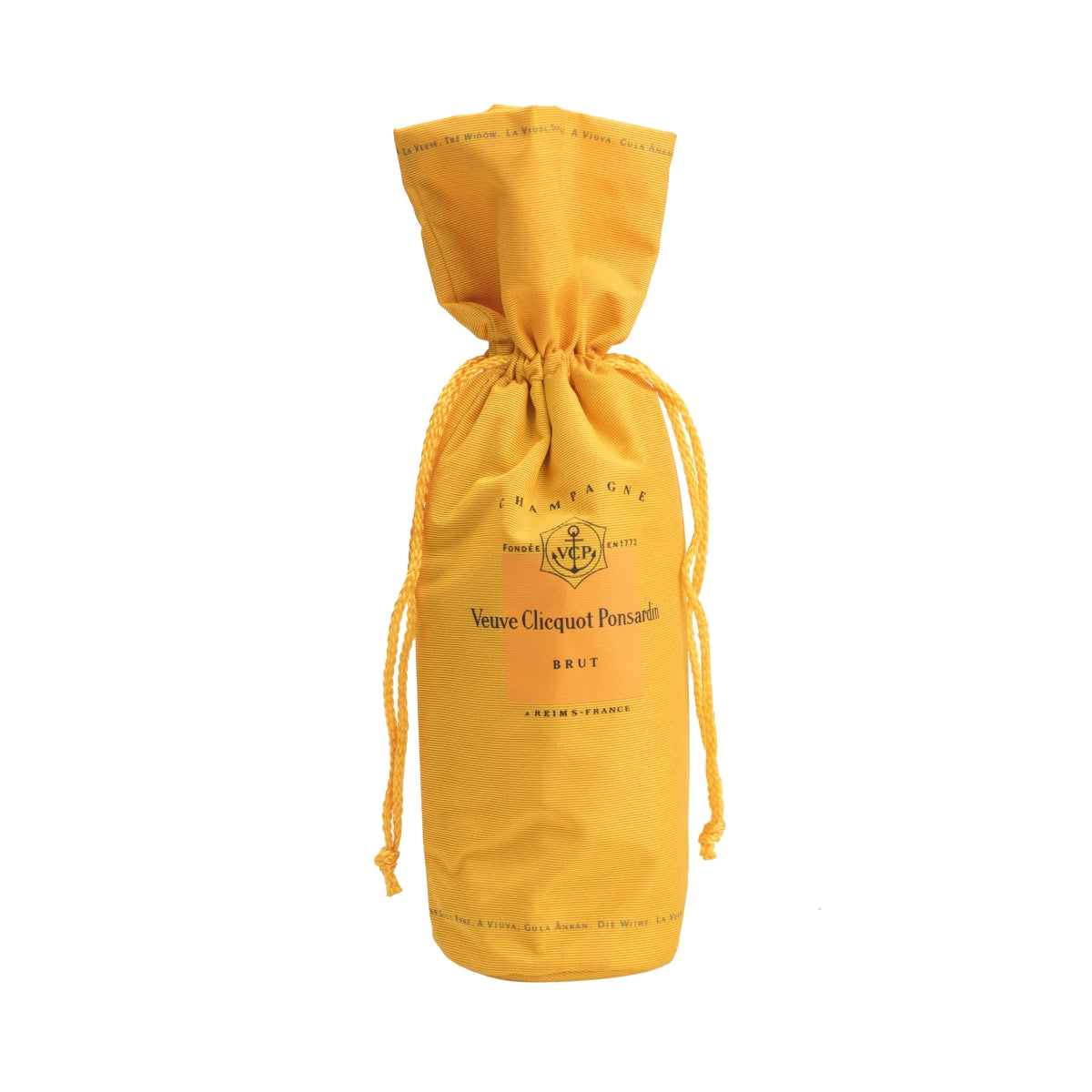 Sac pour bouteille de champagne Veuve Cliquot 0,7 l orange avec cordon et étui cadeau