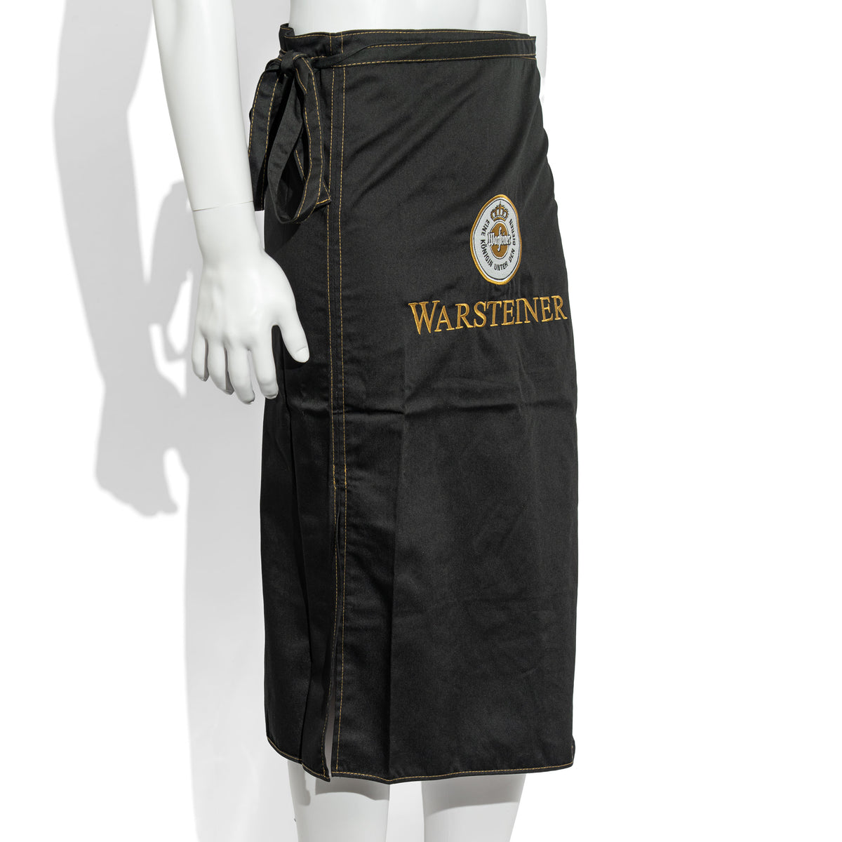 Tablier de serveur noir en tissu mélangé, avec logo « Warsteiner » sur un verre à bière – Vue 2