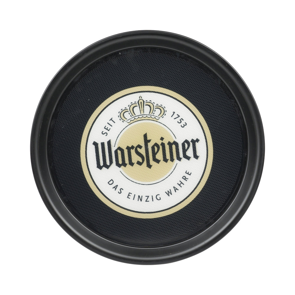 Plateau à bière Warsteiner noir 37 cm, verres caoutchoutés, service traiteur, serveur