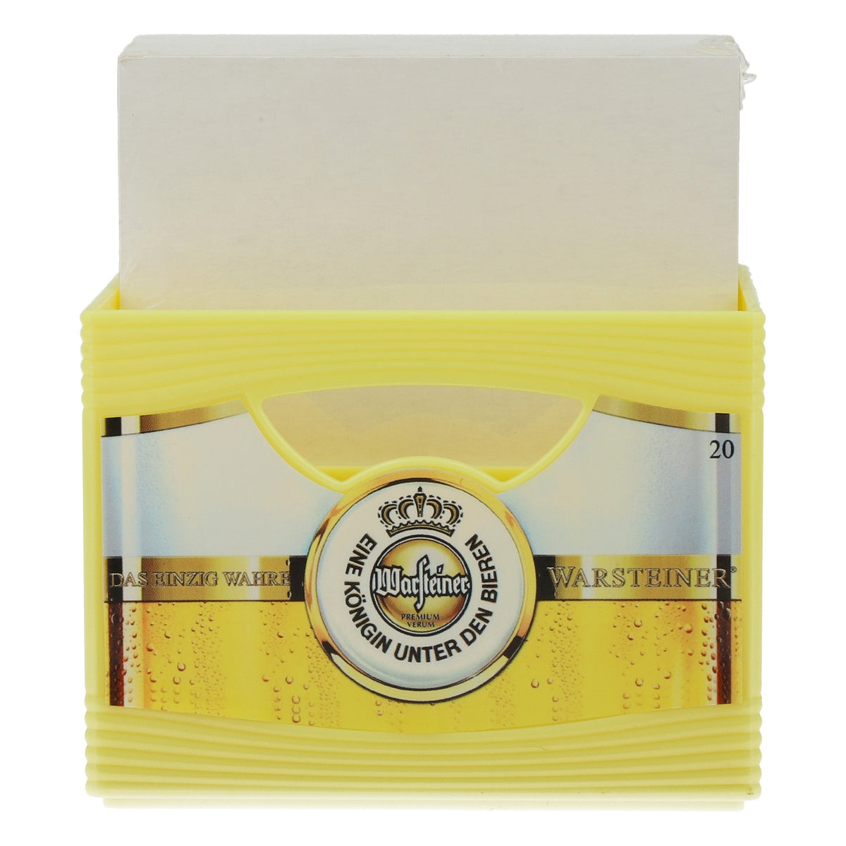 Présentoir de table Warsteiner, bloc-notes, porte-crayons, caisse de bière, jaune – Vue 2
