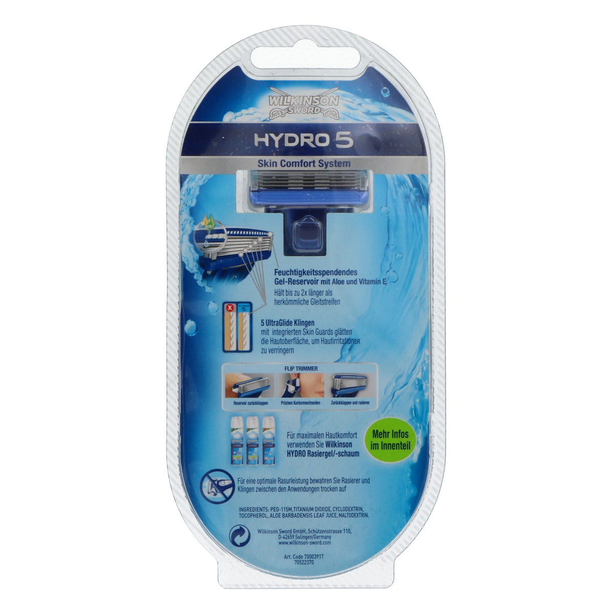 Rasoir Wilkinson Sword Hydro 5 pour les soins du corps, avec une lame, bleu – Vue 2