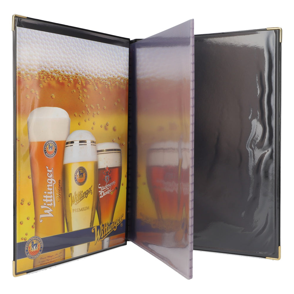 Wittinger Bier Menu plastifié Carte des menus Restaurant Pochette noire Din A4
