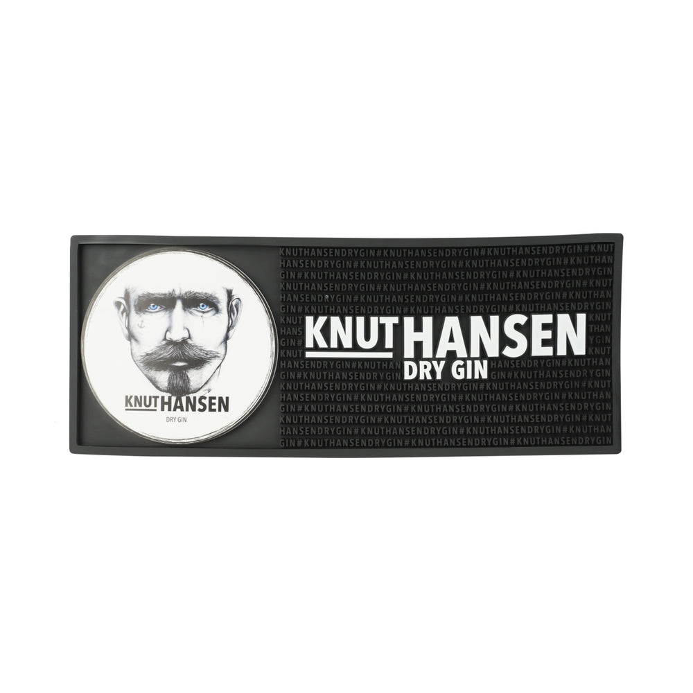 XL Knut Hansen Gin Tapis de bar en caoutchouc noir 50 x 20 cm Tapis égouttoir pour verres