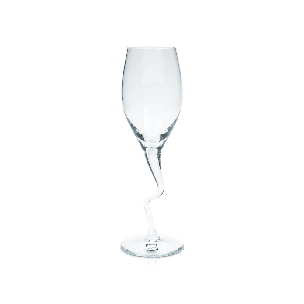 Verre à champagne Yello 0,22 l, flûte en cristal soufflé à la bouche, pied design Secco