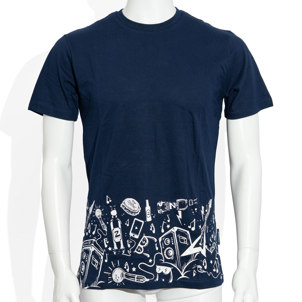 Verre à bière Zipfer, taille M ; t-shirt en coton bleu pour homme, taille M