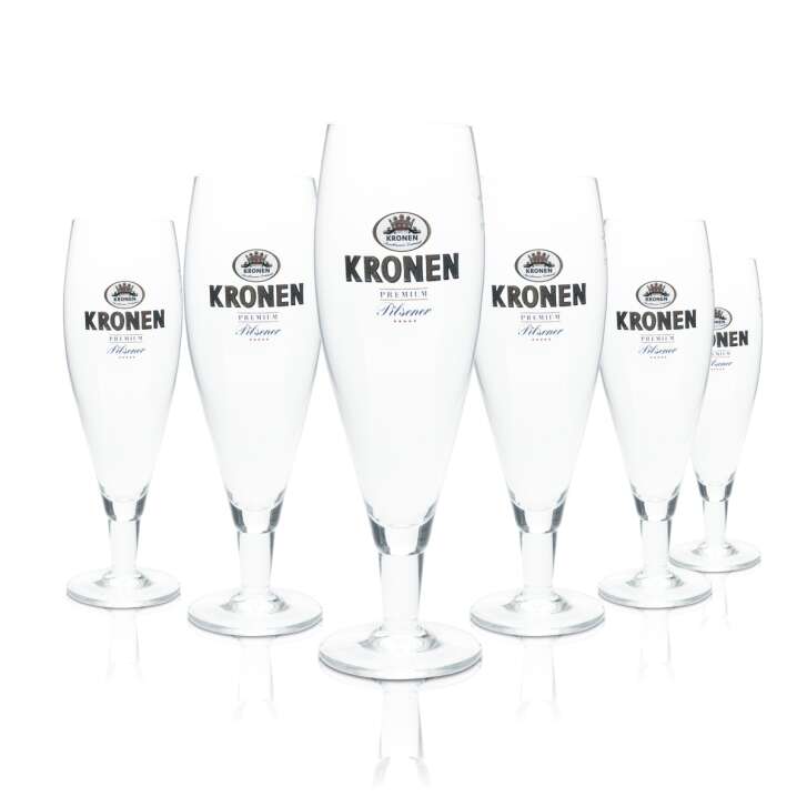 6x Kronen Glas 0,4l Bier Pokal Tulpe Cup Verres Gastro Bar Kneipe Dortmund