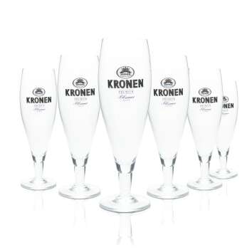 6x Kronen Glas 0,4l Bier Pokal Tulpe Cup Verres Gastro...