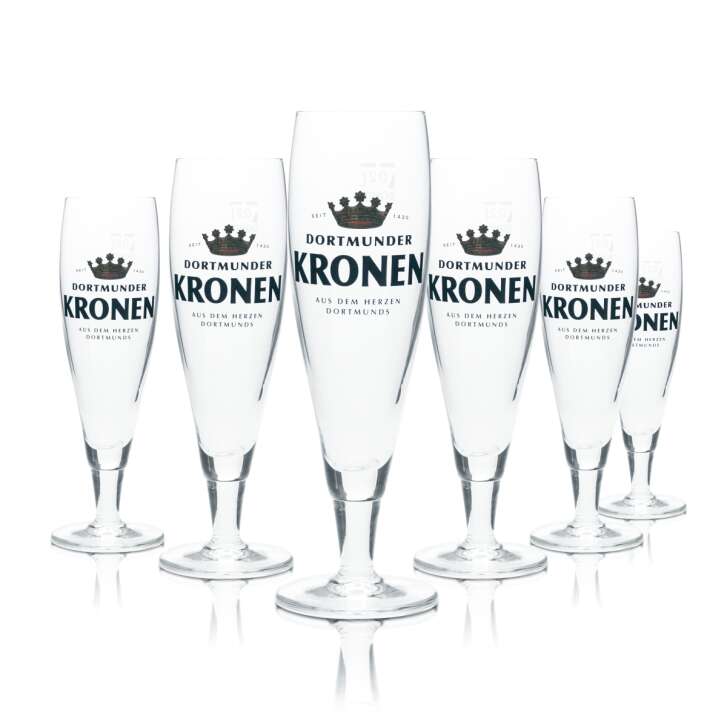 6x Kronen Glas 0,2l Bier Pokal Tulpe Cup Verres Gastro Bar Kneipe Dortmund