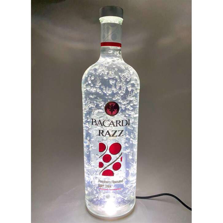 1x Bacardi Rum Showflasche Razz 0,7l avec gel + LED