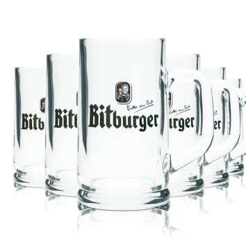 6x Bitburger Verre 0,25l Bière Krug Humpen Seidel...